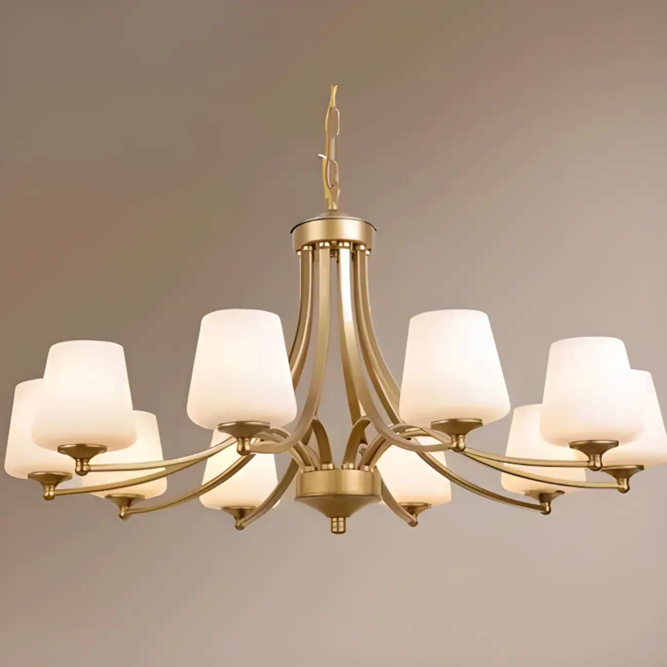 Vintage Metal White Glass Shade Classic Upward Chandelier Image - 26 | homeyfad