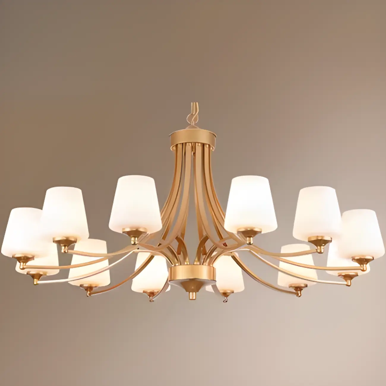 Vintage Metal White Glass Shade Classic Upward Chandelier Image - 28 | homeyfad