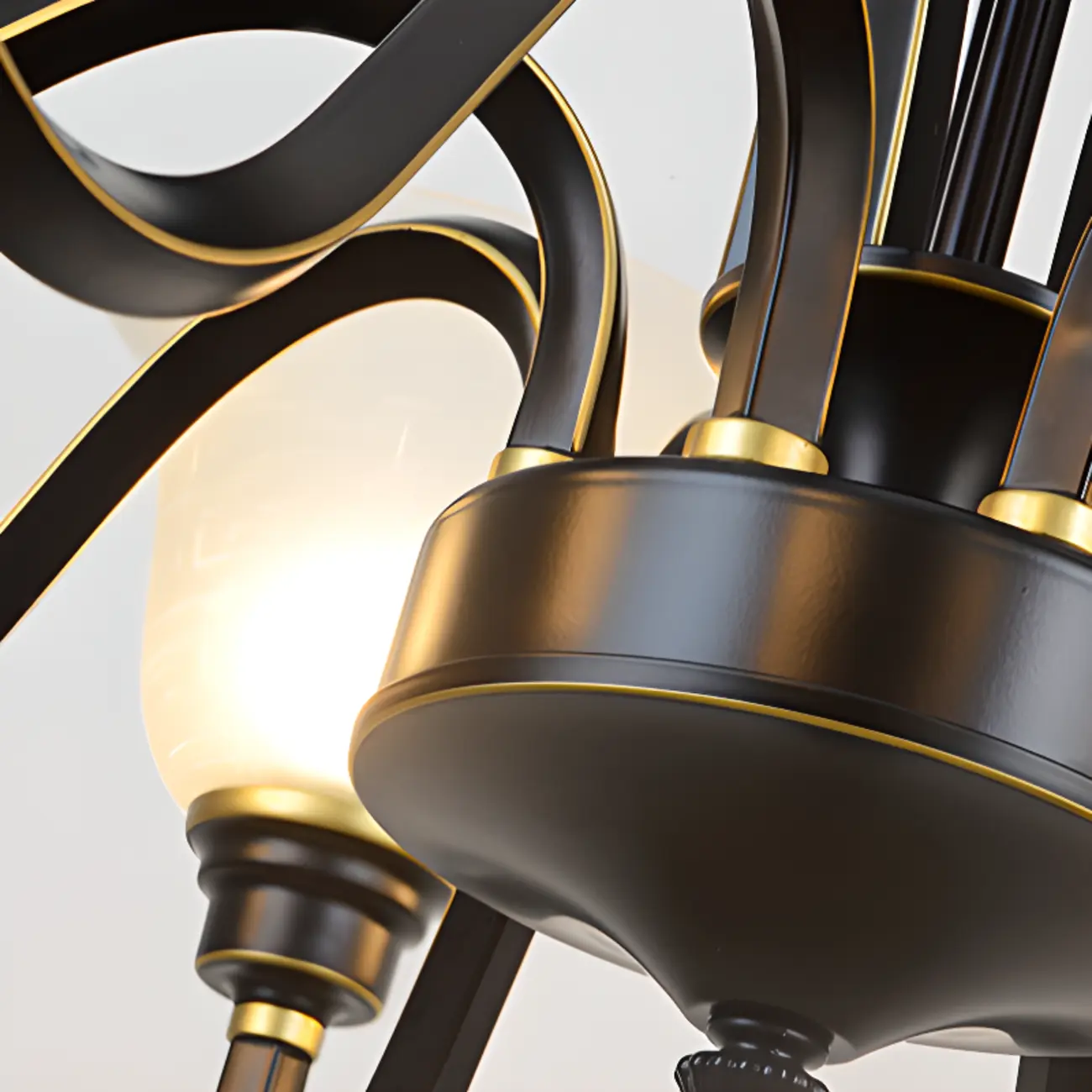 Vintage Metal White Glass Shade Classic Upward Chandelier Image - 31 | homeyfad