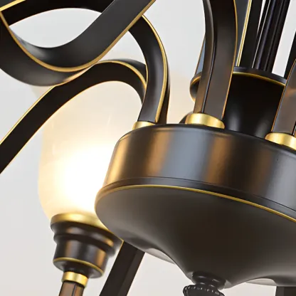 Vintage Metal White Glass Shade Classic Upward Chandelier Image - 31