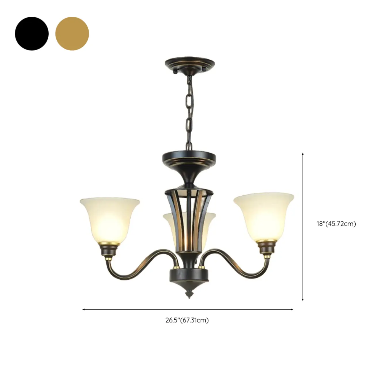 Vintage Metal White Glass Shade Classic Upward Chandelier #size | homeyfad