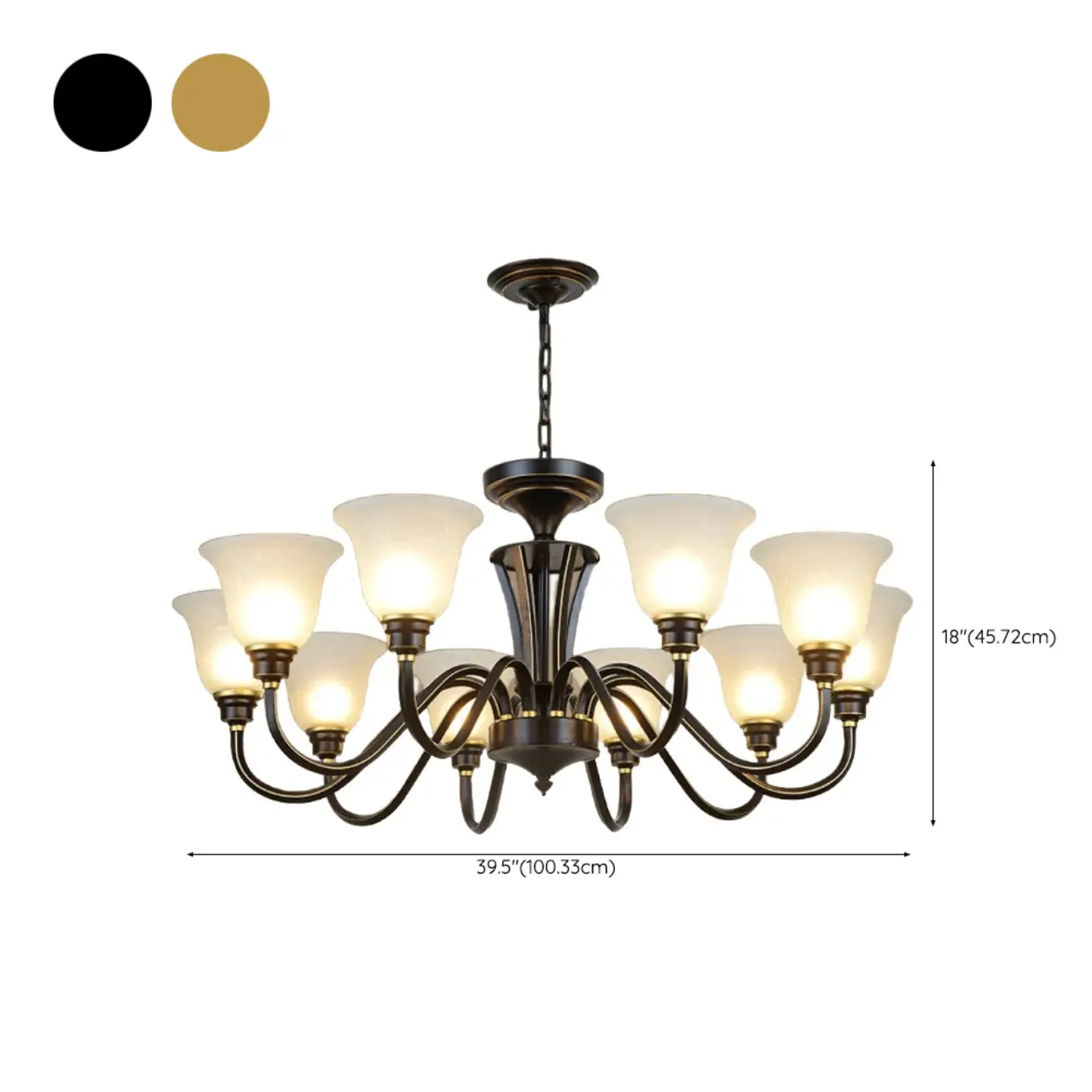 Vintage Metal White Glass Shade Classic Upward Chandelier Image - 39 | homeyfad