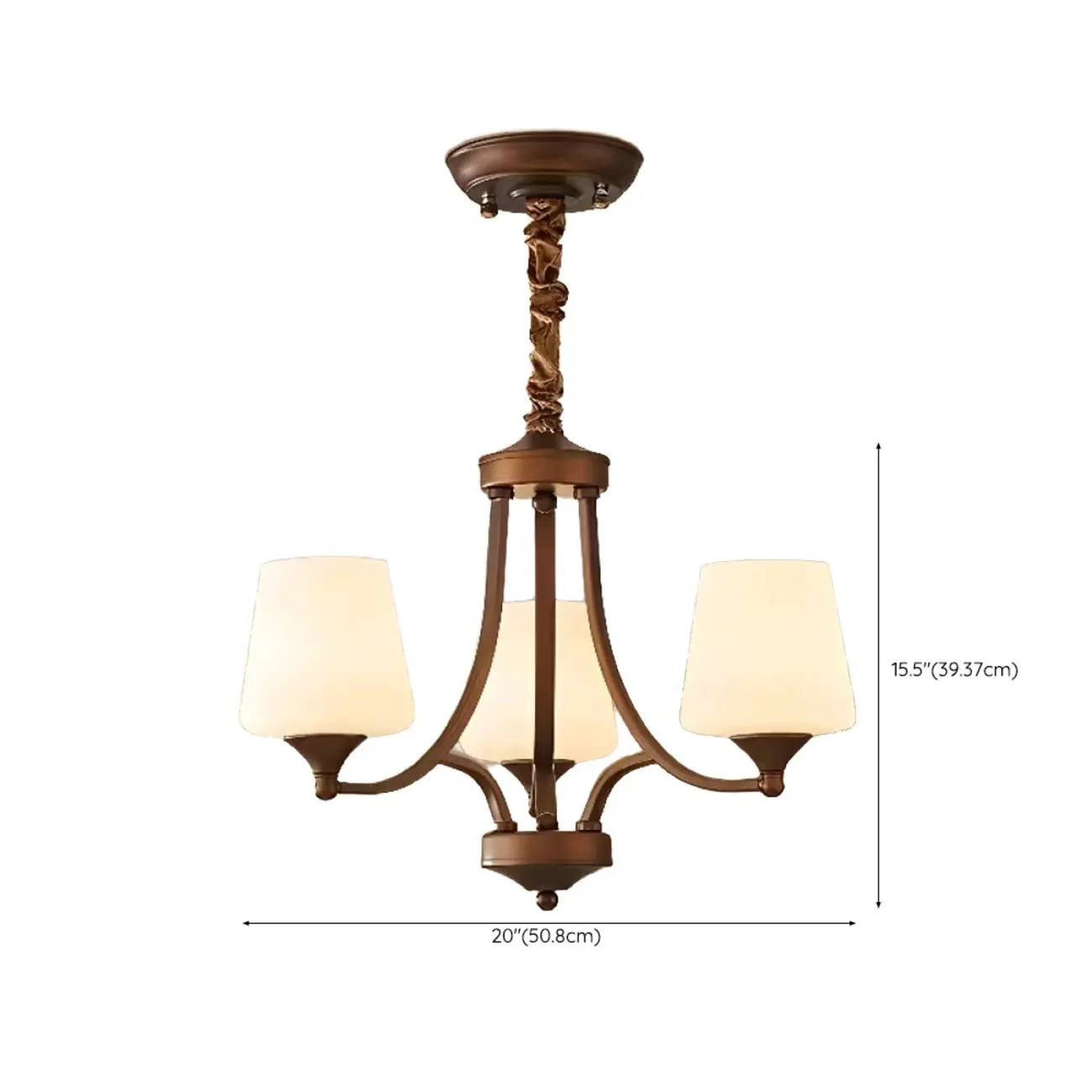 Vintage Metal White Glass Shade Classic Upward Chandelier Image - 40 | homeyfad