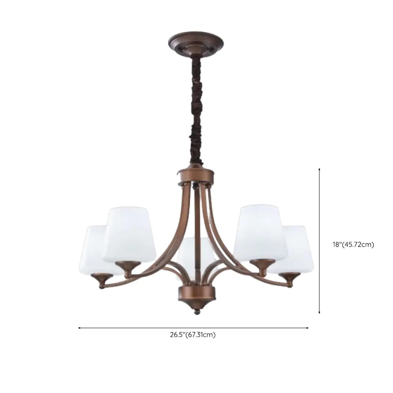 Vintage Metal White Glass Shade Classic Upward Chandelier Image - 41 | homeyfad