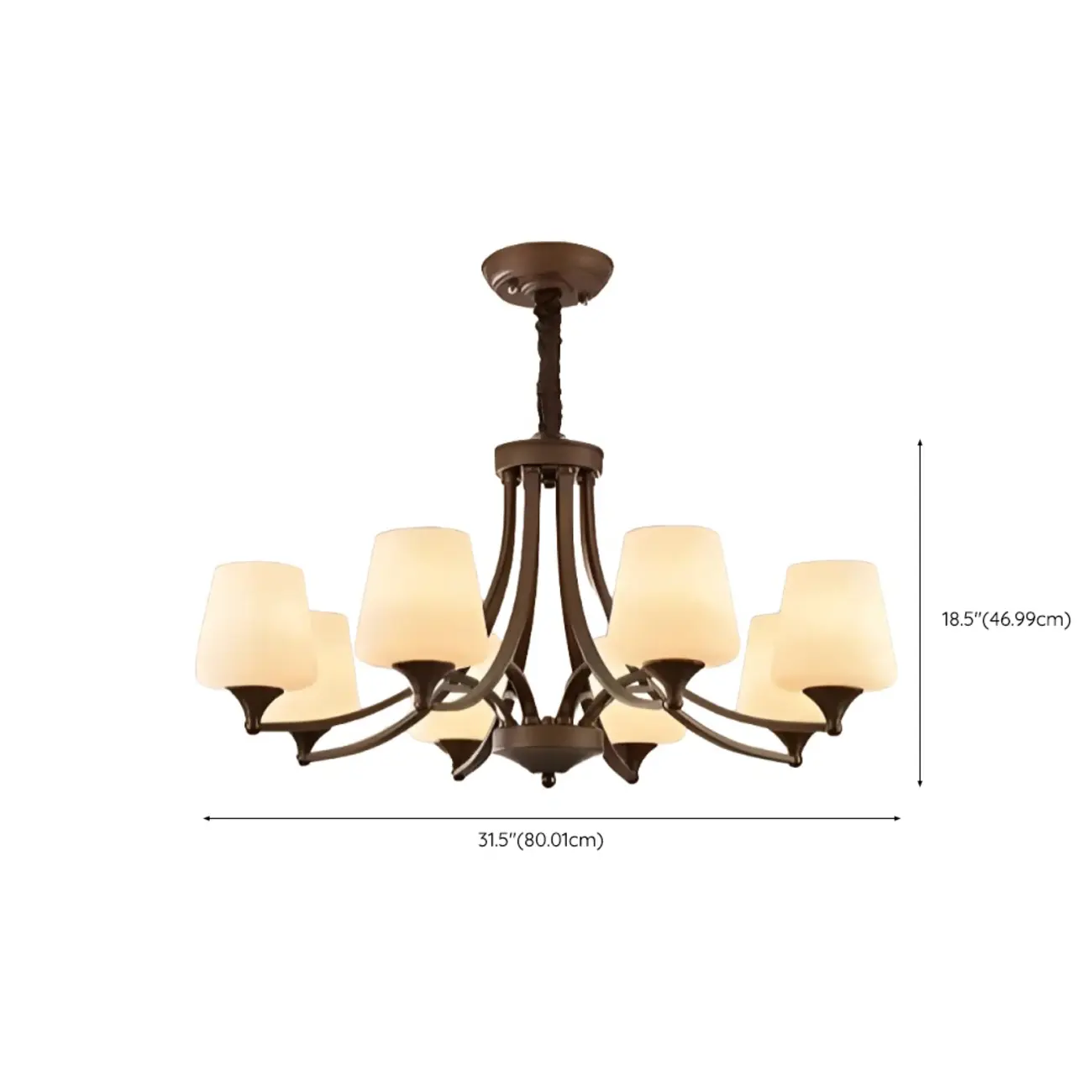 Vintage Metal White Glass Shade Classic Upward Chandelier Image - 43 | homeyfad