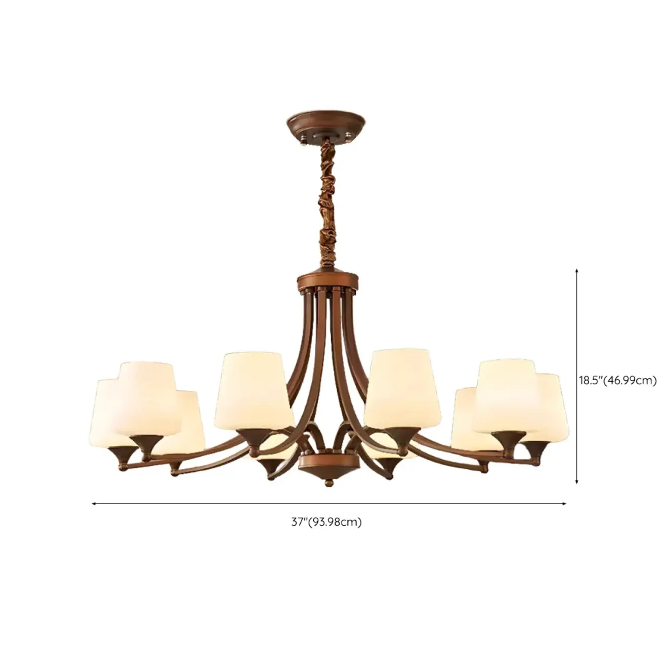 Vintage Metal White Glass Shade Classic Upward Chandelier Image - 44 | homeyfad