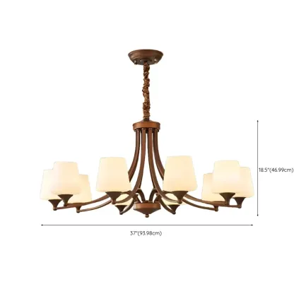 Vintage Metal White Glass Shade Classic Upward Chandelier Image - 44