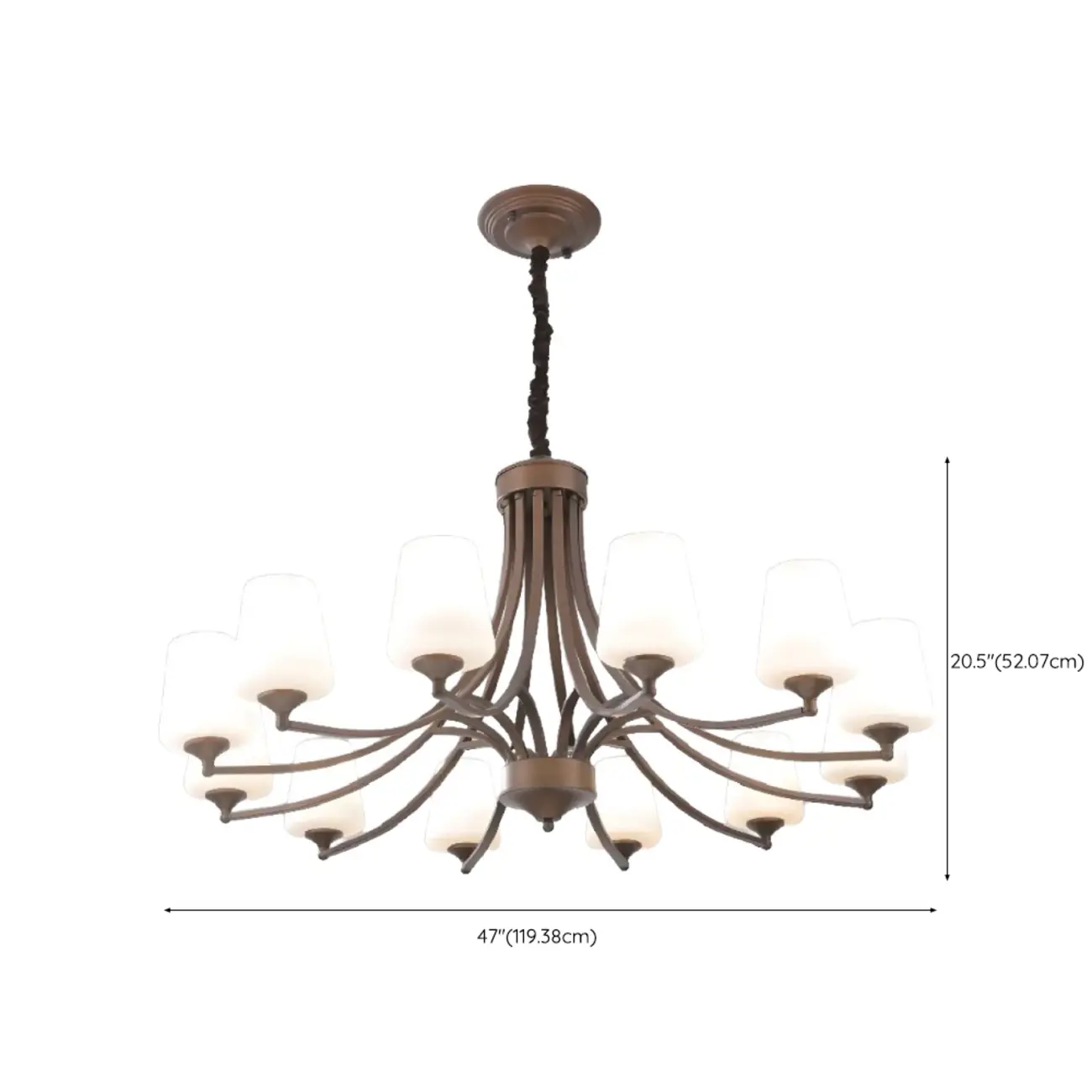 Vintage Metal White Glass Shade Classic Upward Chandelier Image - 45 | homeyfad