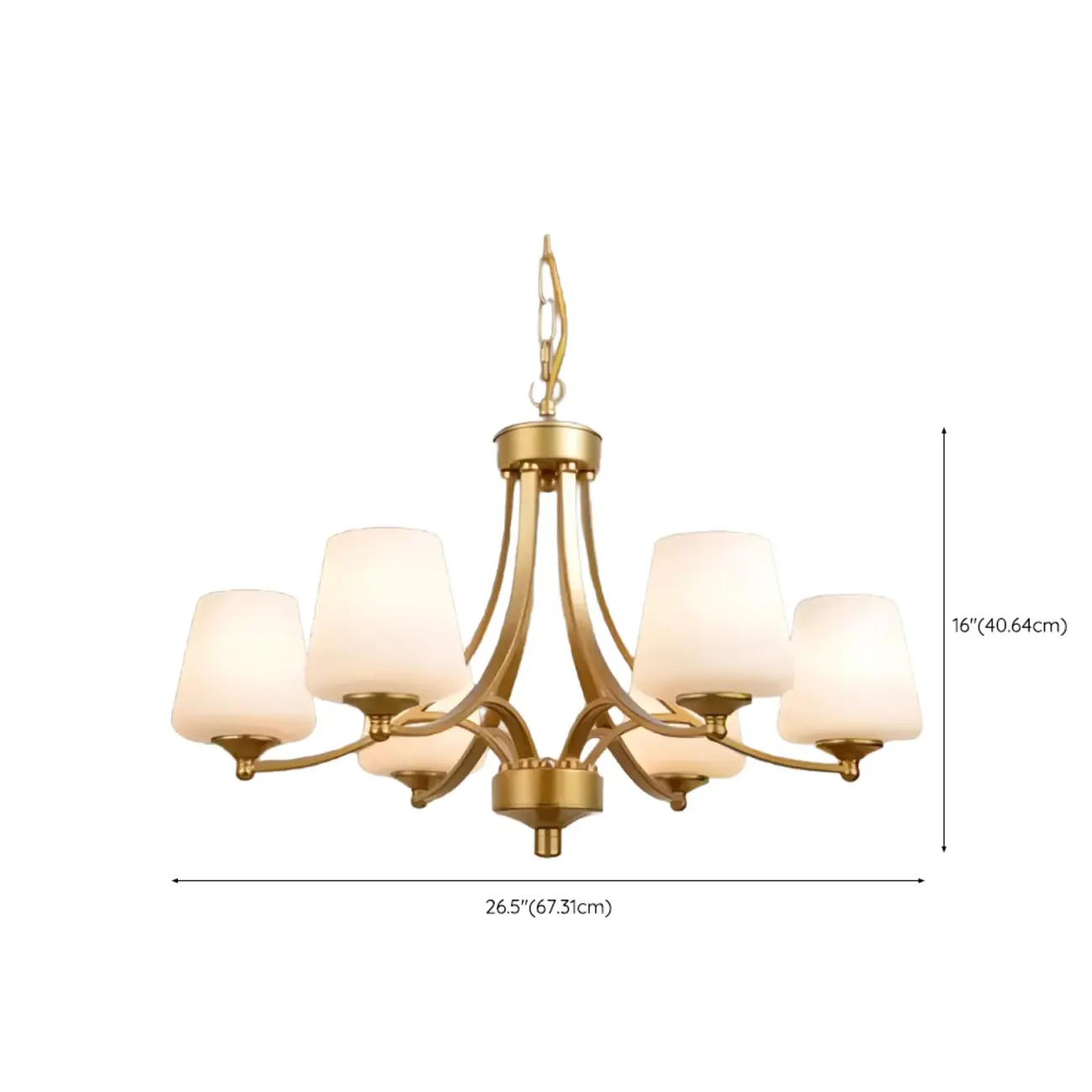 Vintage Metal White Glass Shade Classic Upward Chandelier Image - 48 | homeyfad