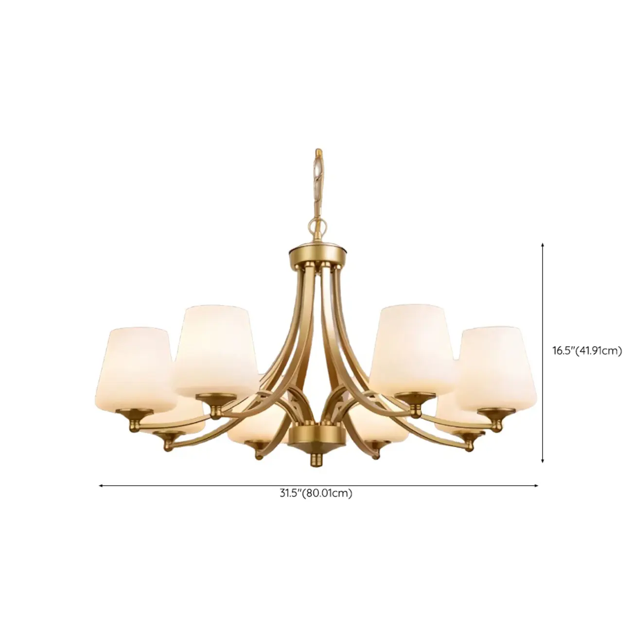 Vintage Metal White Glass Shade Classic Upward Chandelier Image - 49 | homeyfad