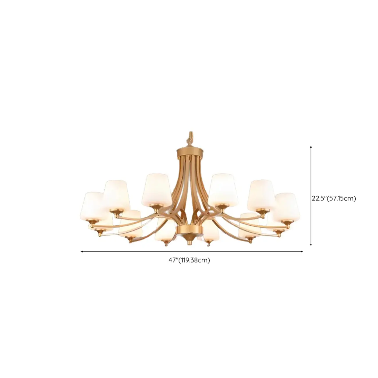 Vintage Metal White Glass Shade Classic Upward Chandelier Image - 51 | homeyfad