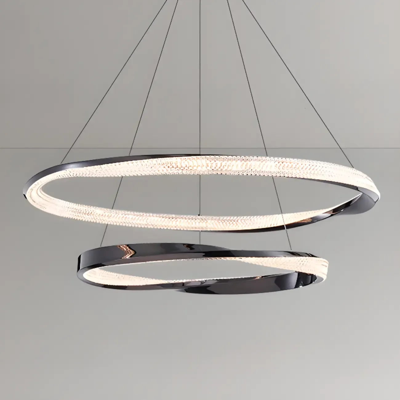 Black Linear Crystal Modern Chandelier Light Fixture Image - 2