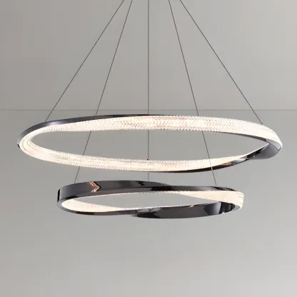 Black Linear Crystal Modern Chandelier Light Fixture Image - 2