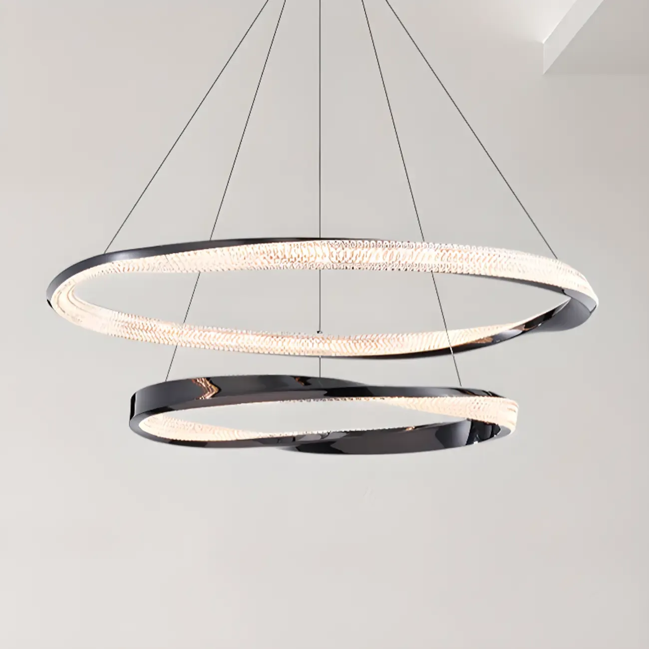 Black Linear Crystal Modern Chandelier Light Fixture Image - 8