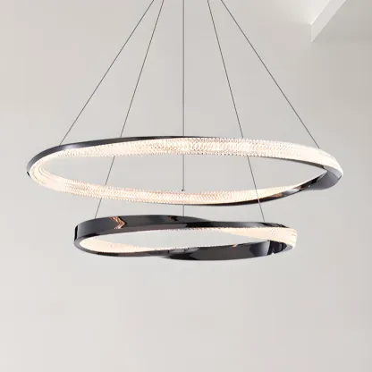 Black Linear Crystal Modern Chandelier Light Fixture Image - 8
