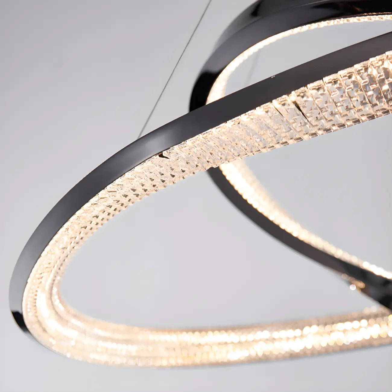 Black Linear Crystal Modern Chandelier Light Fixture Image - 12