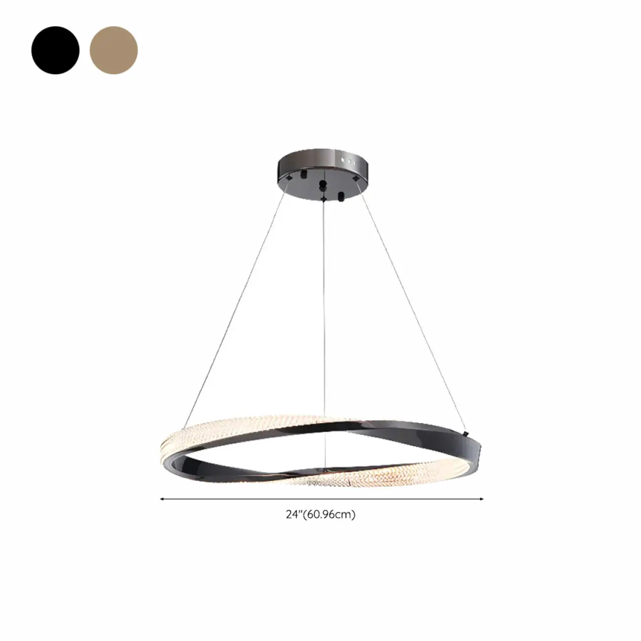 Modern LED Stylish Metal Black Circle Ring Chandelier #size