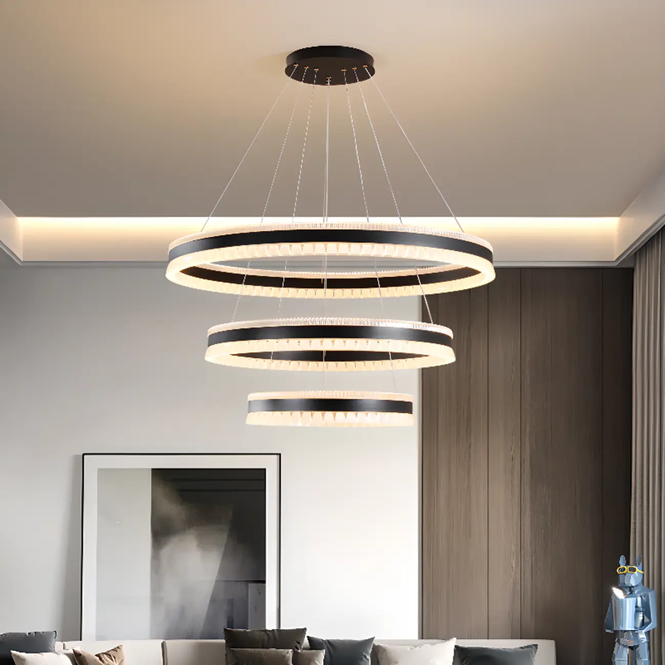 Stylish Modern Circle Tiered Ring LED Chandelier Image - 1 | homeyfad
