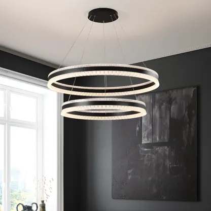 Stylish Modern Circle Tiered Ring LED Chandelier Image - 2