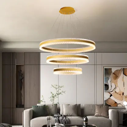 Stylish Modern Circle Tiered Ring LED Chandelier Image - 3