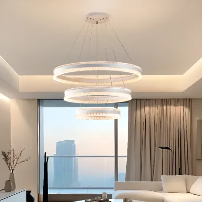 Stylish Modern Circle Tiered Ring LED Chandelier Image - 4
