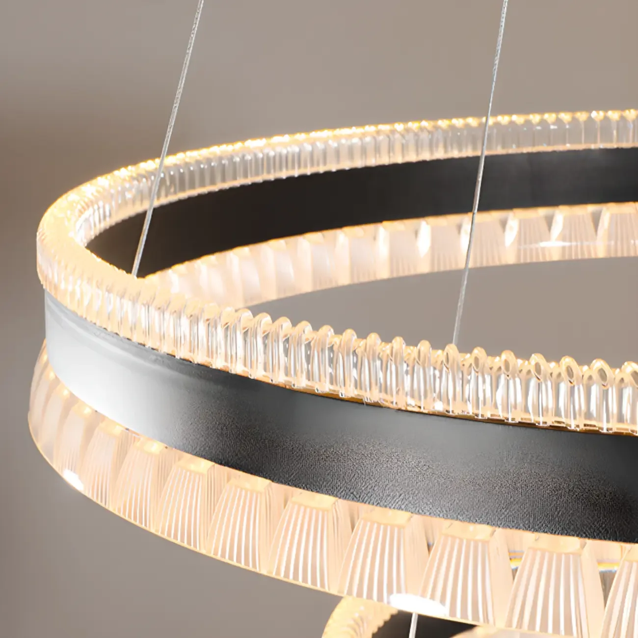 Stylish Modern Circle Tiered Ring LED Chandelier Image - 12