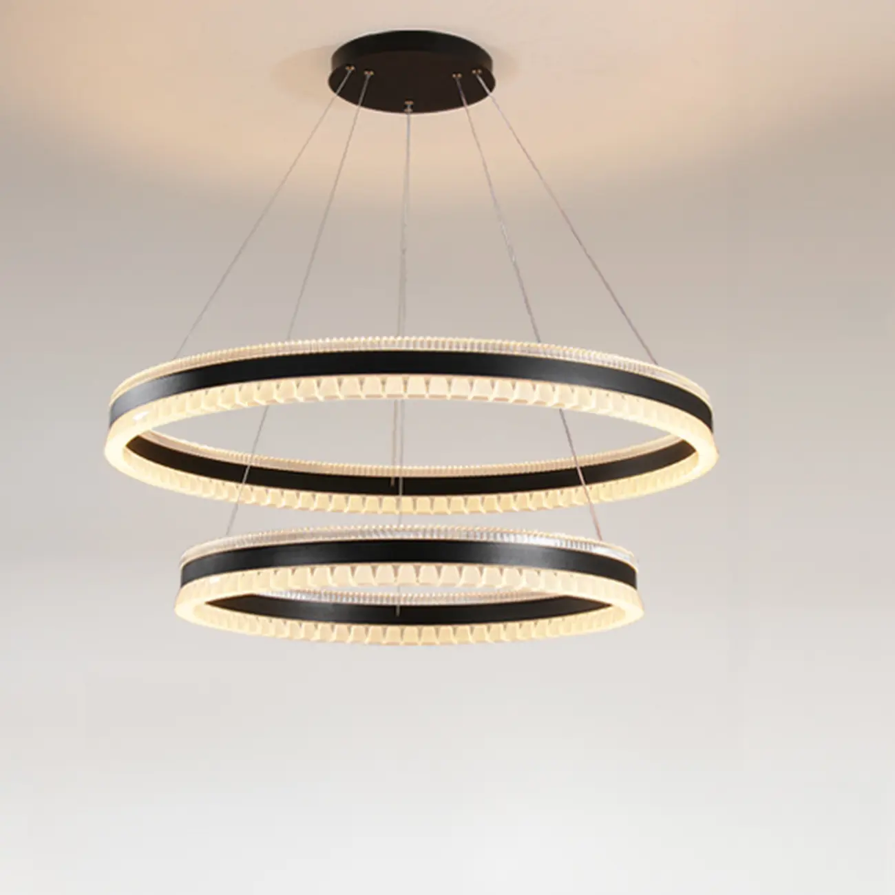 Stylish Modern Circle Tiered Ring LED Chandelier Image - 16 | homeyfad