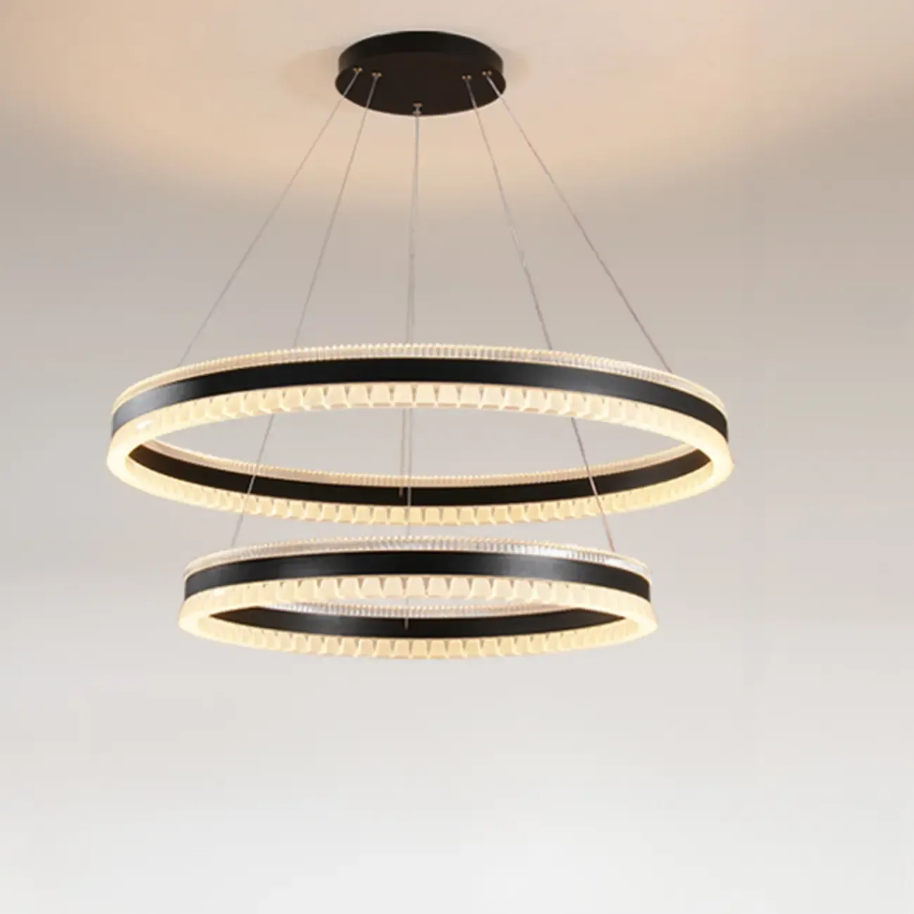 Stylish Modern Circle Tiered Ring LED Chandelier Image - 16