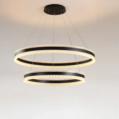 Stylish Modern Circle Tiered Ring LED Chandelier Image - 16