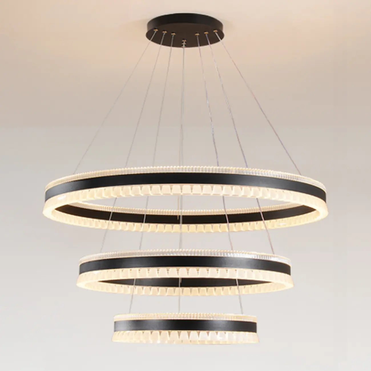 Stylish Modern Circle Tiered Ring LED Chandelier Image - 19 | homeyfad