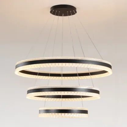 Stylish Modern Circle Tiered Ring LED Chandelier Image - 19