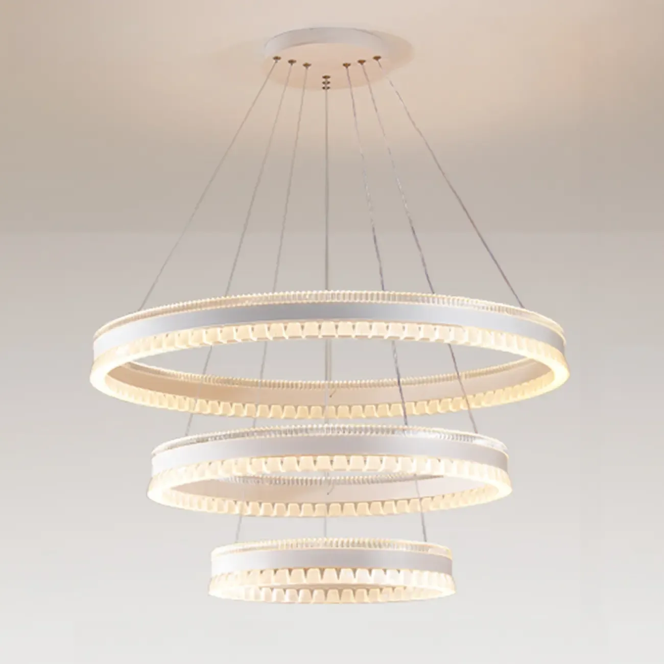 Stylish Modern Circle Tiered Ring LED Chandelier Image - 20