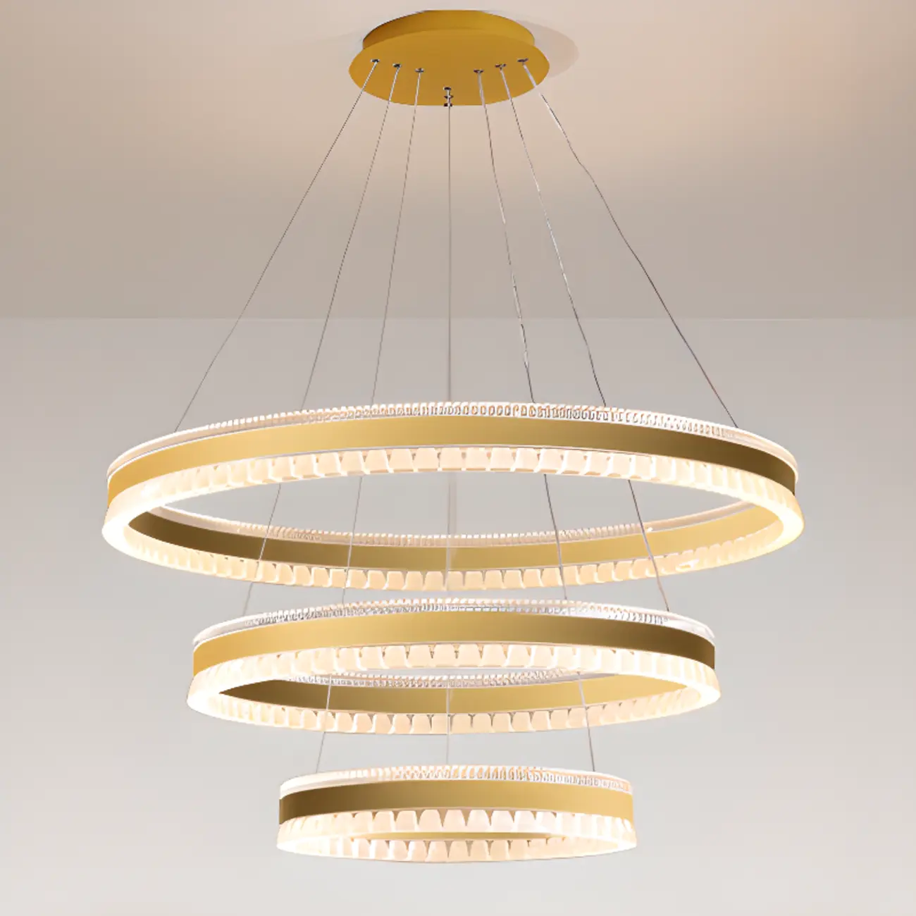 Stylish Modern Circle Tiered Ring LED Chandelier Image - 21 | homeyfad