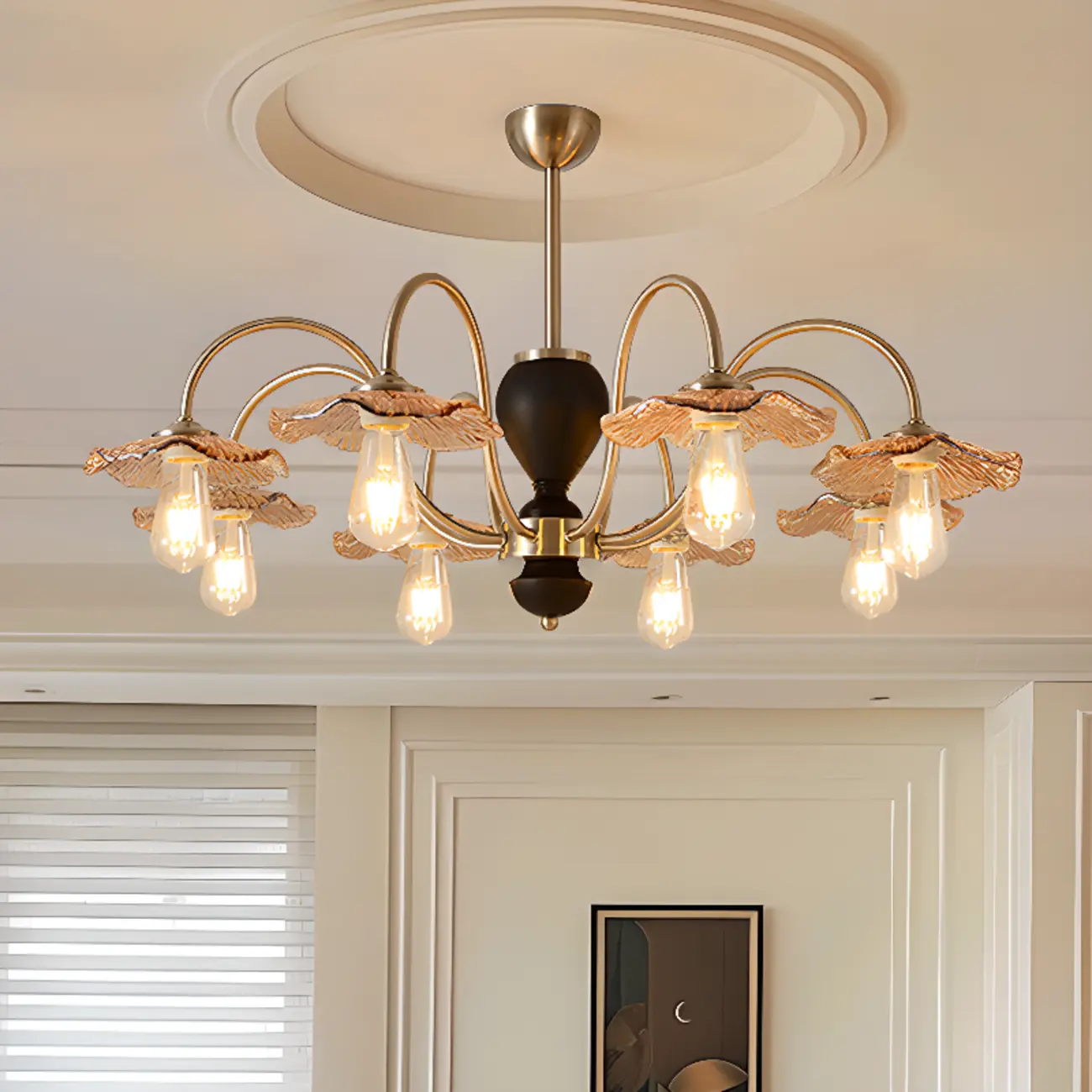 Geometric Large Downrods Chandelier for Dining Room in 6/8 Light Image - 1 | homeyfad