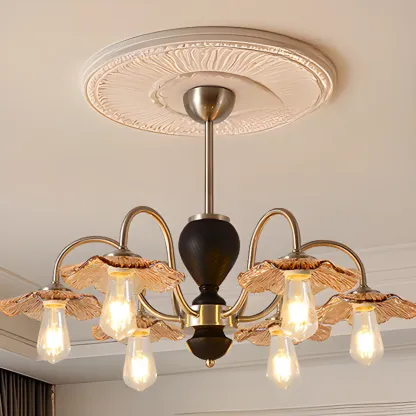 Geometric Large Downrods Chandelier for Dining Room in 6/8 Light Image - 2