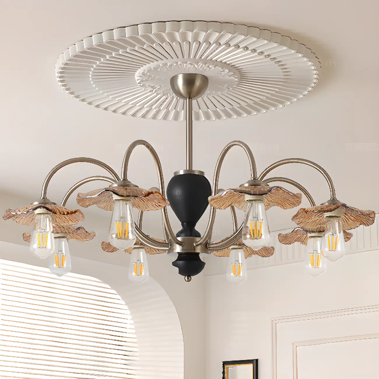 Geometric Large Downrods Chandelier for Dining Room in 6/8 Light Image - 5 | homeyfad