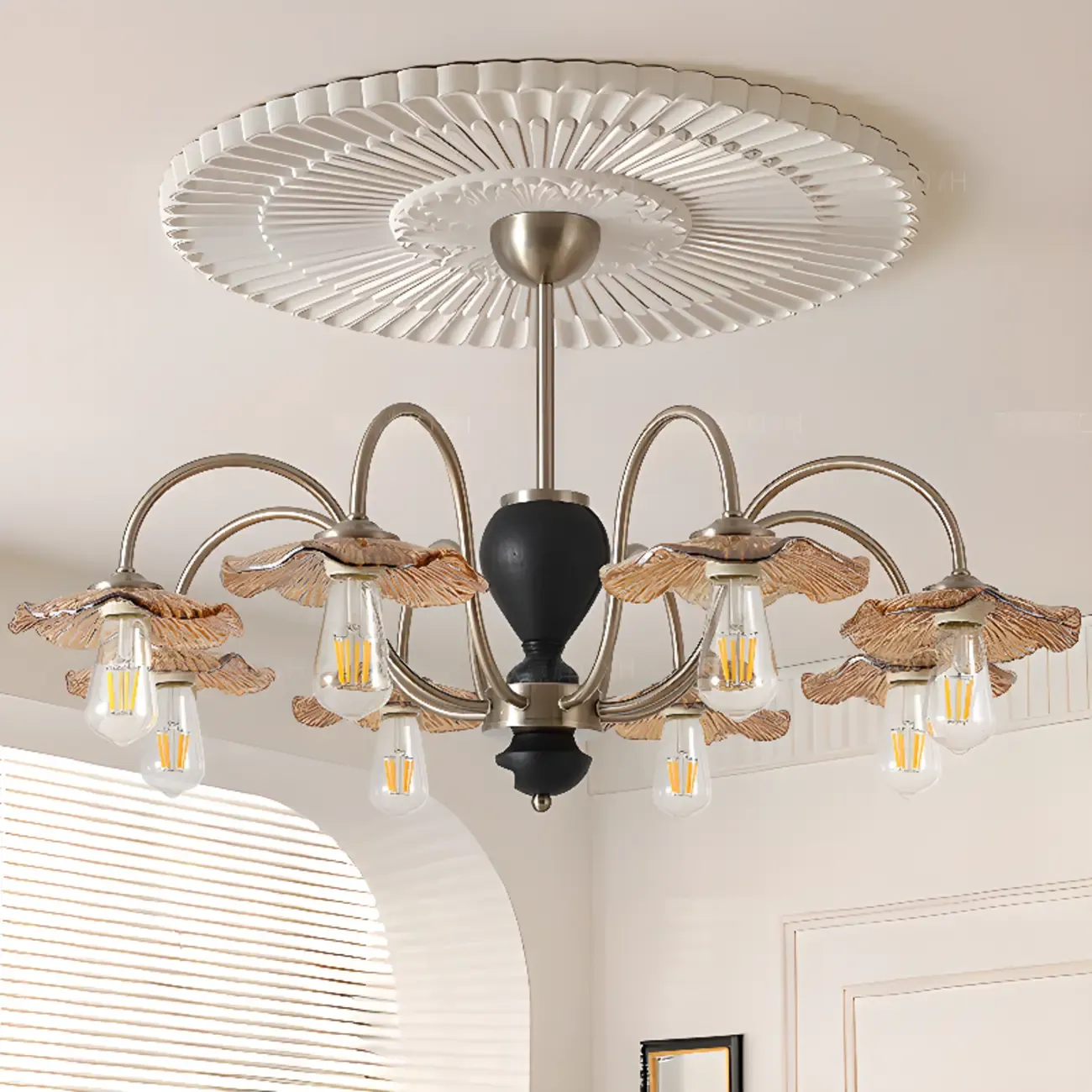 Geometric Large Downrods Chandelier for Dining Room in 6/8 Light Image - 5