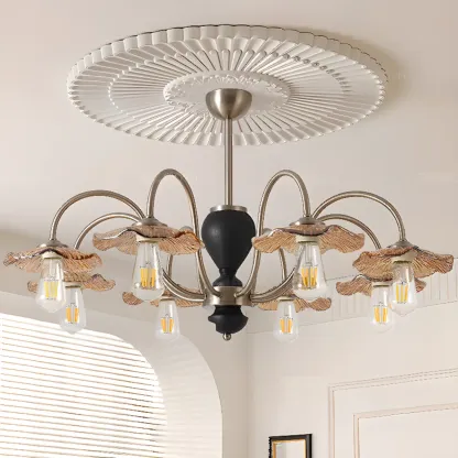 Geometric Large Downrods Chandelier for Dining Room in 6/8 Light Image - 5