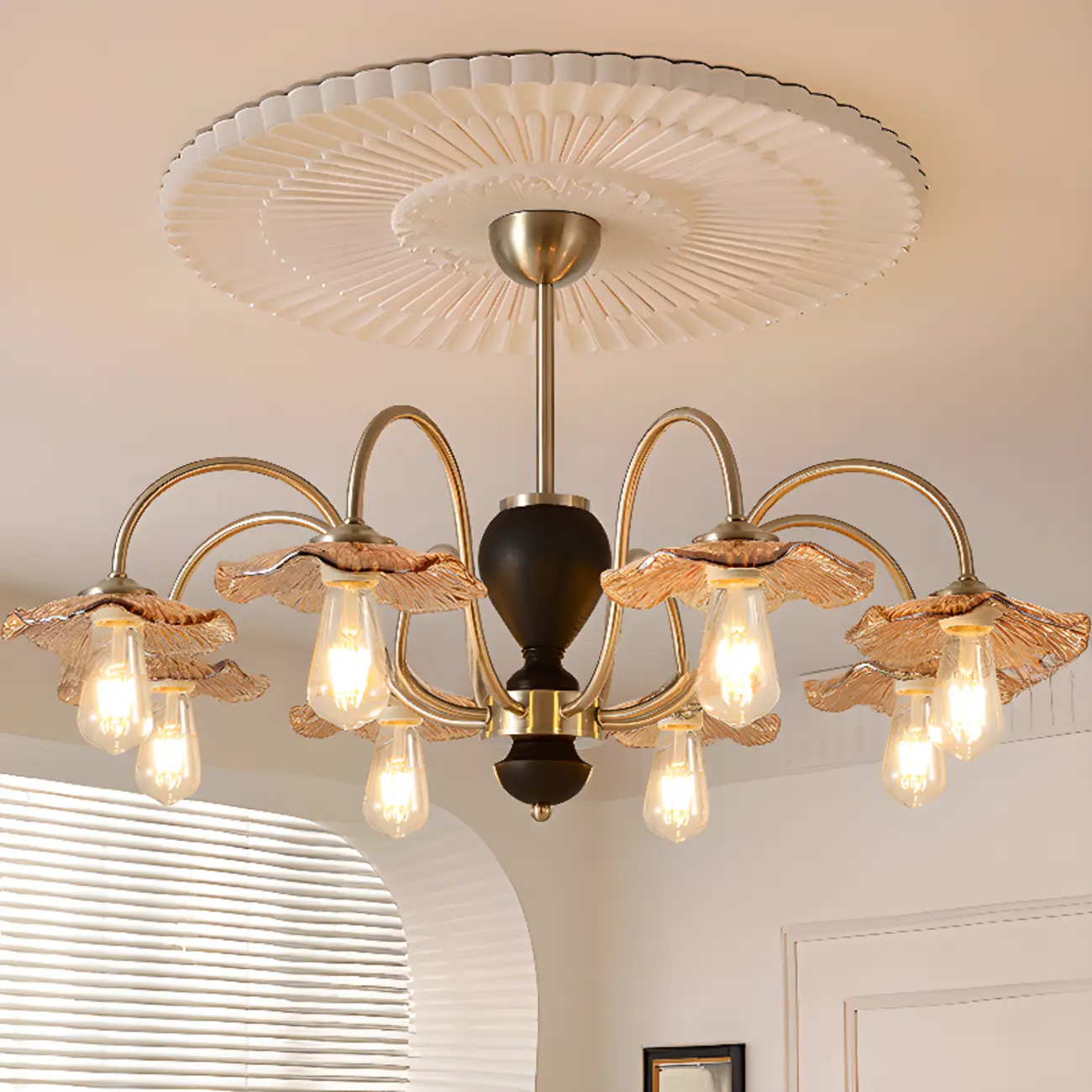 Geometric Large Downrods Chandelier for Dining Room in 6/8 Light Image - 6 | homeyfad