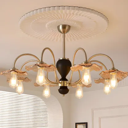 Geometric Large Downrods Chandelier for Dining Room in 6/8 Light Image - 6