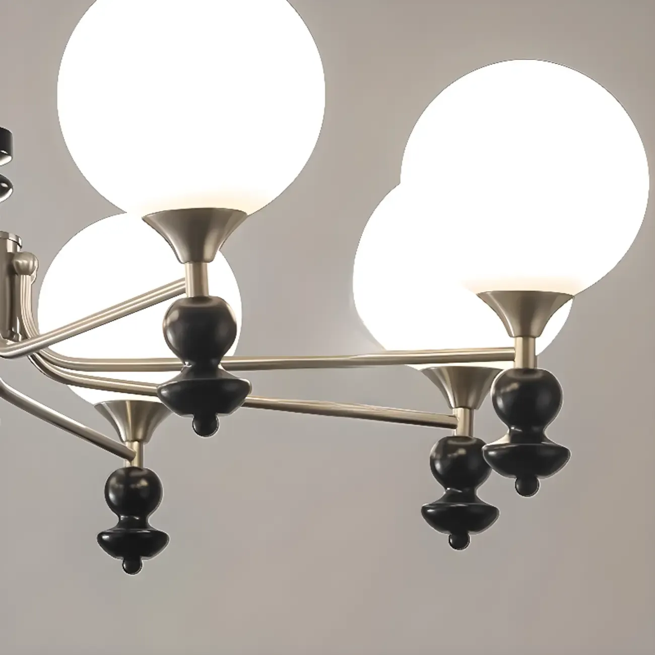 Black Glass Sphere Metal Modern Crystal Chandelier Image - 13