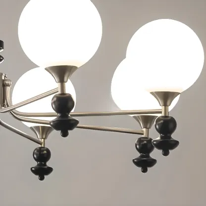 Black Glass Sphere Metal Modern Crystal Chandelier Image - 13