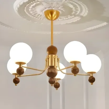 Black Glass Sphere Metal Modern Crystal Chandelier Image - 5