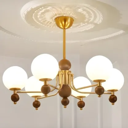 Black Glass Sphere Metal Modern Crystal Chandelier Image - 6