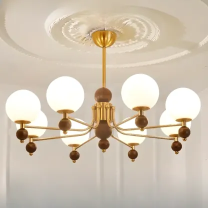 Black Glass Sphere Metal Modern Crystal Chandelier Image - 7