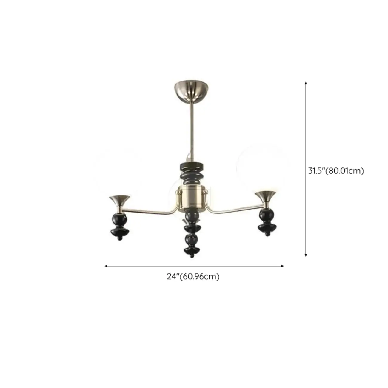 Modern Stylish Black Nickel Glass Globe Chandelier #size