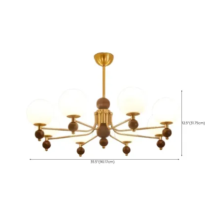 Black Glass Sphere Metal Modern Crystal Chandelier Image - 21