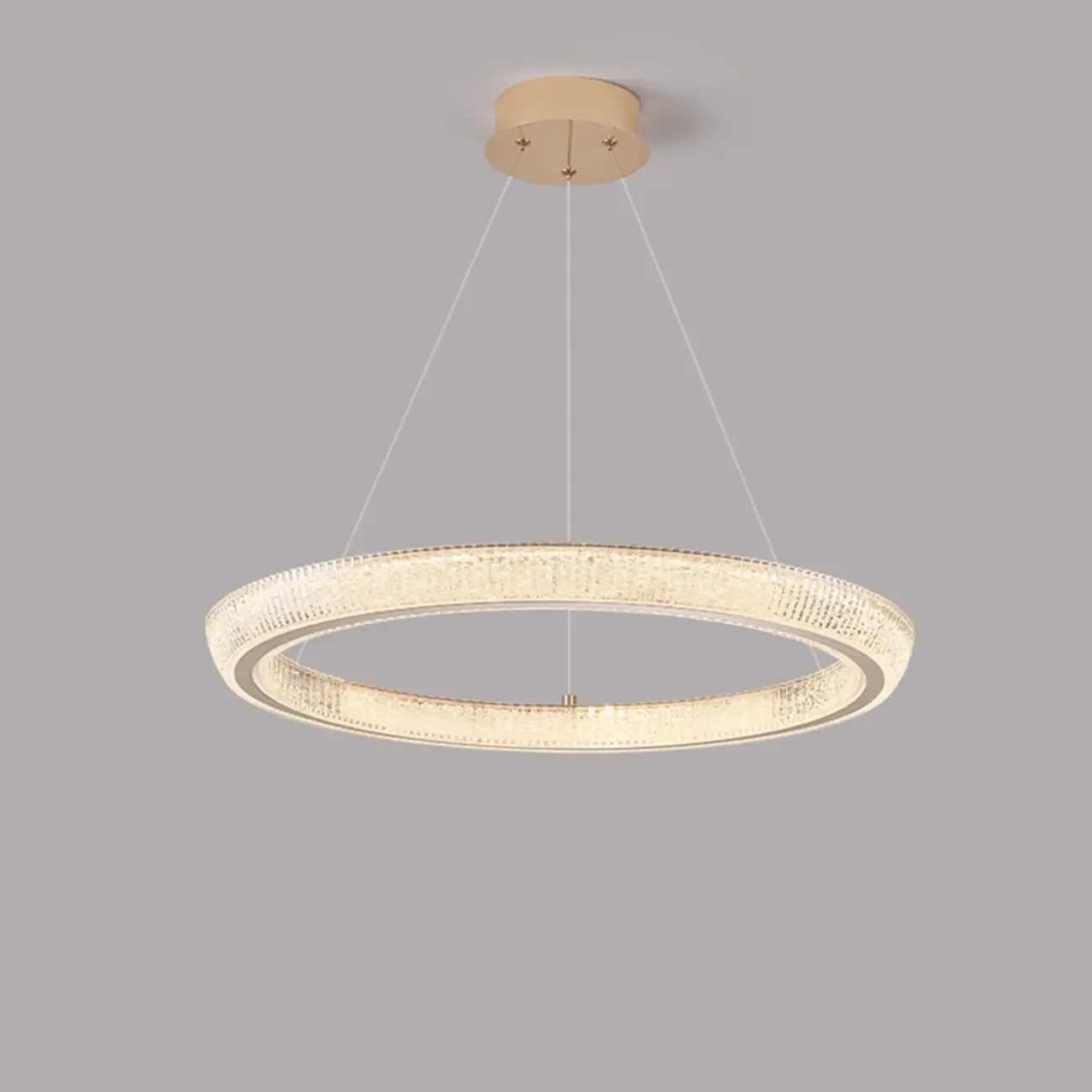 Gold Circular Crystal Glass Modern Chandelier Light Image - 5
