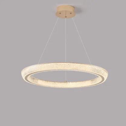 Gold Circular Crystal Glass Modern Chandelier Light Image - 7