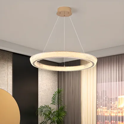 Gold Circular Crystal Glass Modern Chandelier Light Image - 3